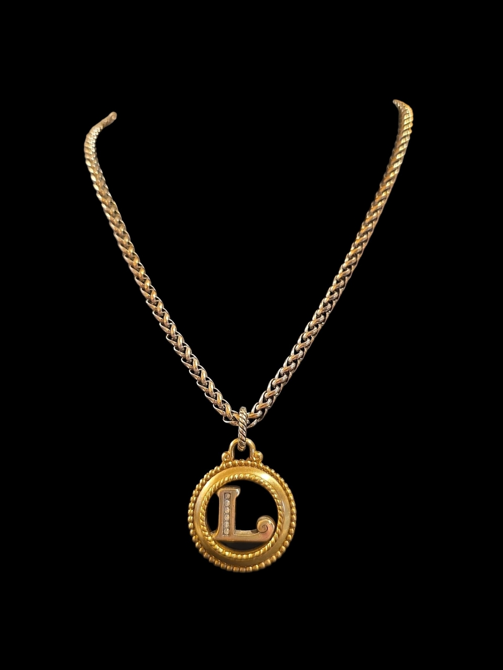 Gold Initial 'L' Brighton Swarovski Crystals Necklace